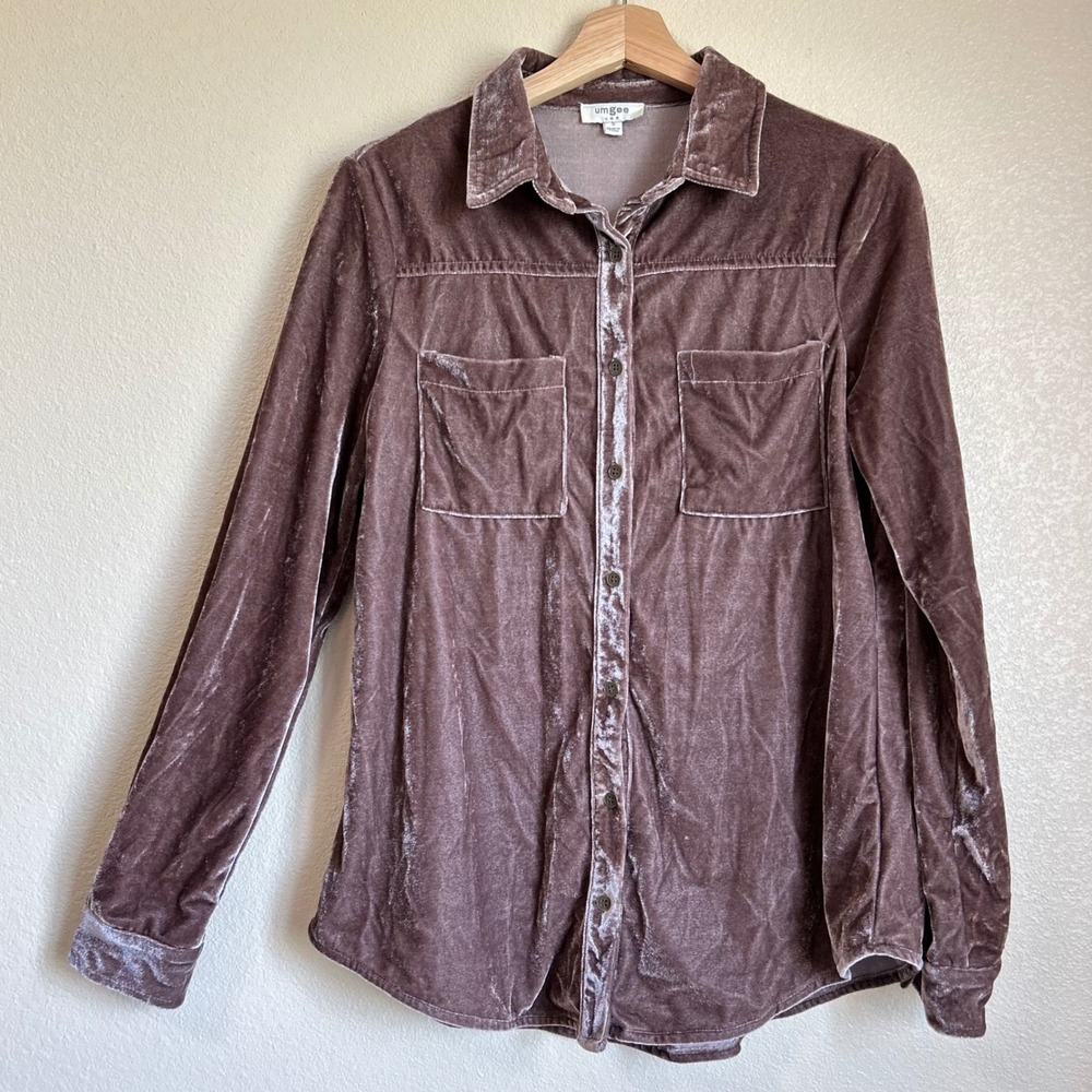 Umgee‎ Size S Shirt Pink Purple Mauve Velvet Button Shirt Boho Western Dainty